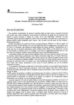 Cantiere CIPAX 2002-2003. Il nostro stile di vita a confronto con la