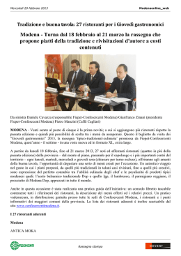 Modena - Torna dal 18 febbraio al 21 marzo la rassegna che