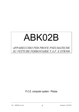 apparecchio per prove pneumatiche su vetture ferroviarie taf e