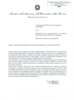 Nota del MIUR - Ufficio Scolastico Regionale per l`Umbria
