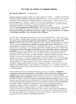 Il Credo, la verità e la ragionevolezza.