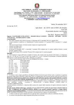 Imola, 26 settembre 2015 Avviso int. N.19 Agli alunni dei LICEI tutte