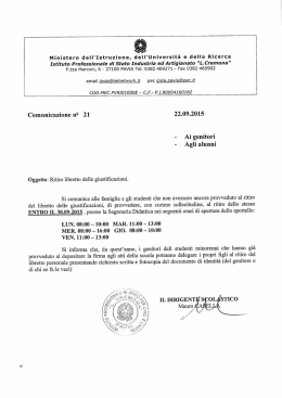 021 - ritiro libretto giustificazioni