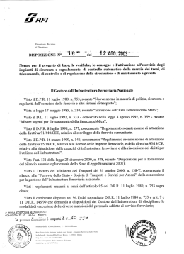 Disp. 16/03 di DT di RFI - Norme per progetto base, verifiche