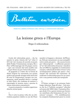 Bulletin européen Luglio-Agosto 2015 (nn. 782