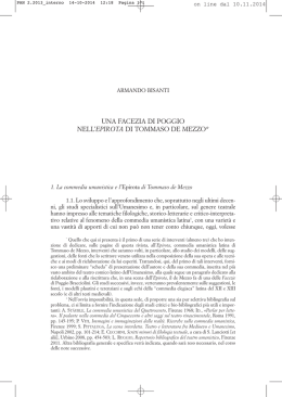 Una facezia di Poggio nell`Epirota di Tommaso de Mezzo