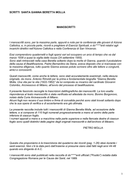SCRITTI SANTA GIANNA BERETTA MOLLA MANOSCRITTI I