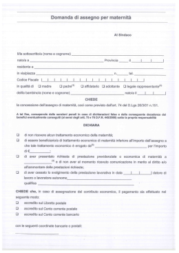 Page 1 Domanda di assegno per maternit&agrave; Al Sindaco &middot; ll/la
