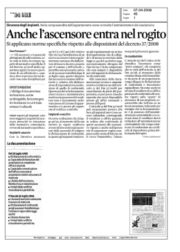 Anche l`ascensore entra nel rogito