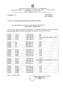 modifica orari classi per assemblea sindacale 8 ottobre 2014
