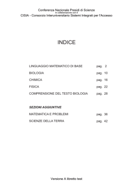 INDICE - Verifiche delle conoscenze per l`ingresso ai corsi di laurea