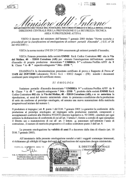 Omologa ministeriale - Emme Antincendio Srl