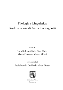 Filologia e Linguistica Studi in onore di Anna