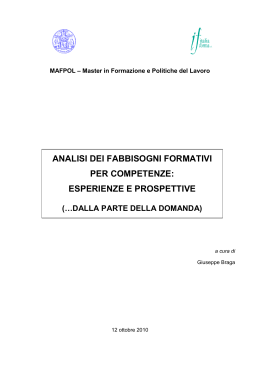 Analisi dei fabbisogni formativi per competenze (prof. G. Braga)