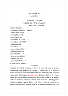 Sentenza della Corte costituzionale n. 162 del 26 maggio 2004