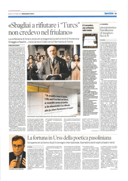 &laquo;Sbagliai a riﬁutare i &ldquo;Turcs&rdquo; non credevo nel friulano&raquo;