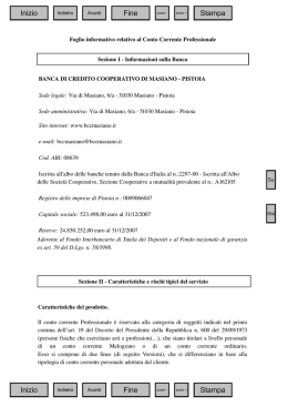 Foglio informativo relativo al Conto Corrente