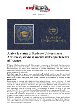 Arriva lo status di Studente Universitario Abruzzese, servizi