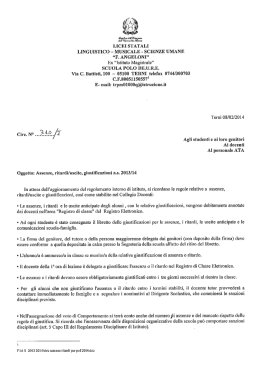 Assenze, ritardi/uscite, giustificazioni a.s. 2013/2014