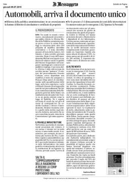 Automobili, arriva il documento unico