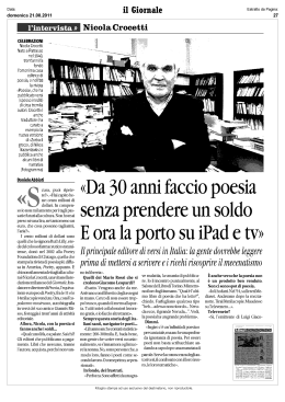 Da 30 anni faccio poesia senza prendere un soldo E ora la porto su
