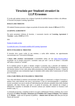 Tirocinio per Studenti stranieri in LLP/Erasmus