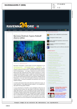 Ravenna Festival, l`opera Falstaff sbarca online