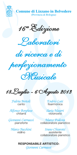 LIZZANO MUSICA libretto 2013 - Comune di Lizzano in Belvedere