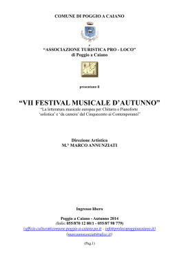 VII FESTIVAL MUSICALE D`AUTUNNO 2014.Libretto