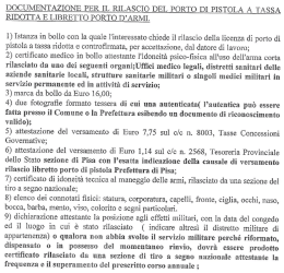 documenti per rilascio porto di pistola e libretto porto d`armi