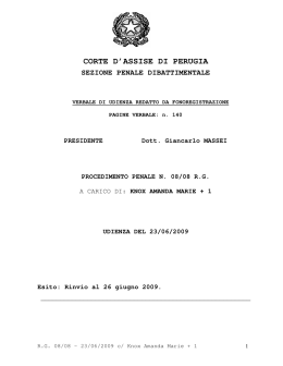 corte d`assise di perugia sezione penale dibattimentale