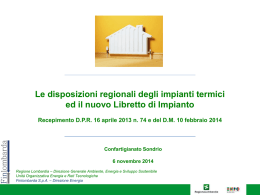 Le disposizioni regionali degli impianti termici ed il nuovo libretto d