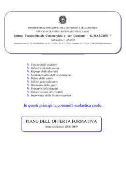 In questi principi la comunit&agrave; scolastica crede. PIANO DELL