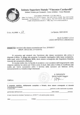 Iscrizioni alle classi 2,3,4,5 Liceo