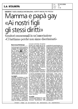 Mamma e pap&agrave; ga - Famiglie Arcobaleno