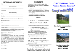 Iscrizione campi estivi 2016 - Parrocchia Nativit&agrave; di Maria Vergine