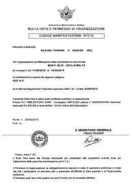 NULLA OSTA E PERMESSO DI ORGANIZZAZIONE CODICE