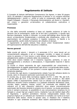 Regolamento di Istituto - ISTITUTO COMPRENSIVO DI VIA AGNESI