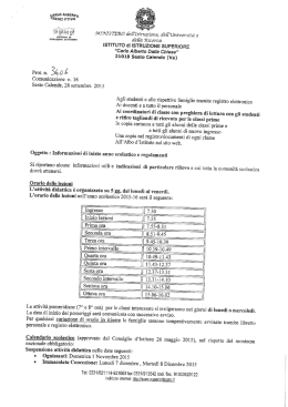 Informazioni di inizio anno scolastico e regolamenti