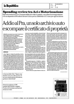 Addio al PRA, un solo archivio auto e scompare il