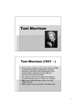 Lezioni 4-5: Toni Morrison