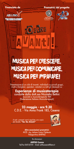 Locandina Toc Toc avanti - Ass.I.Pro.V. Centro Servizi per il