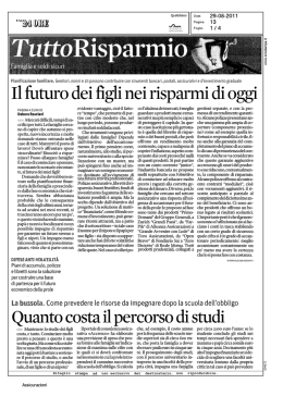 Il futuro dei ﬁgli nei risparmi di oggi
