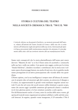 Storia e cultura del Teatro nella societ&agrave; cremasca tra il ` 700 e il `900