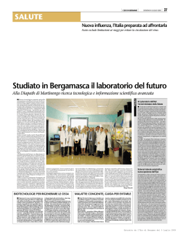 Studiato in Bergamasca il laboratorio del futuro