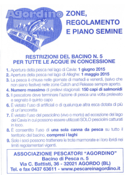 Leggi qui le restrizioni relative al bacino nr. 5 Agordino