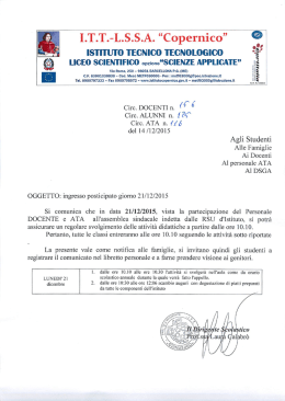 ITT-LSSA &ldquo;Copernico&rdquo; - ITT e LSSA "Copernico"