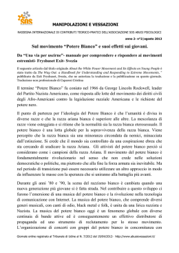 Sul movimento &ldquo;Potere Bianco&rdquo; e suoi effetti sui giovani.