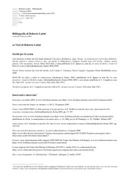 Bibliografia di Roberto Latini a) Testi di Roberto Latini Scritti per la
