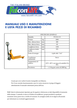 MANUALE USO E MANUTENZIONE E LISTA PEZZI DI RICAMBIO